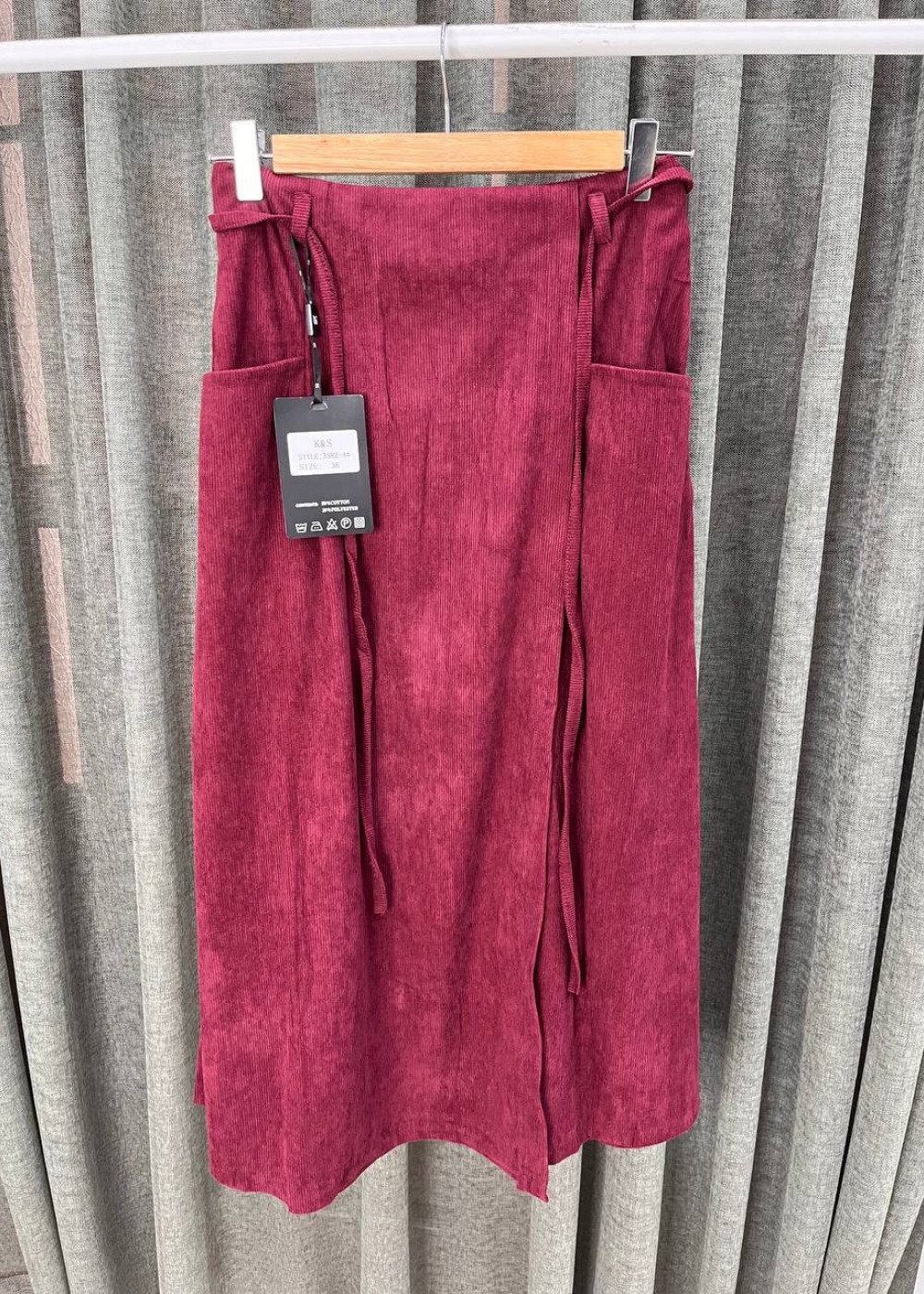 Юбка бордо вельвет (3582)