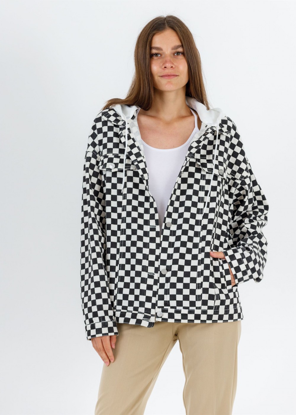 Джинсовая куртка шахматная