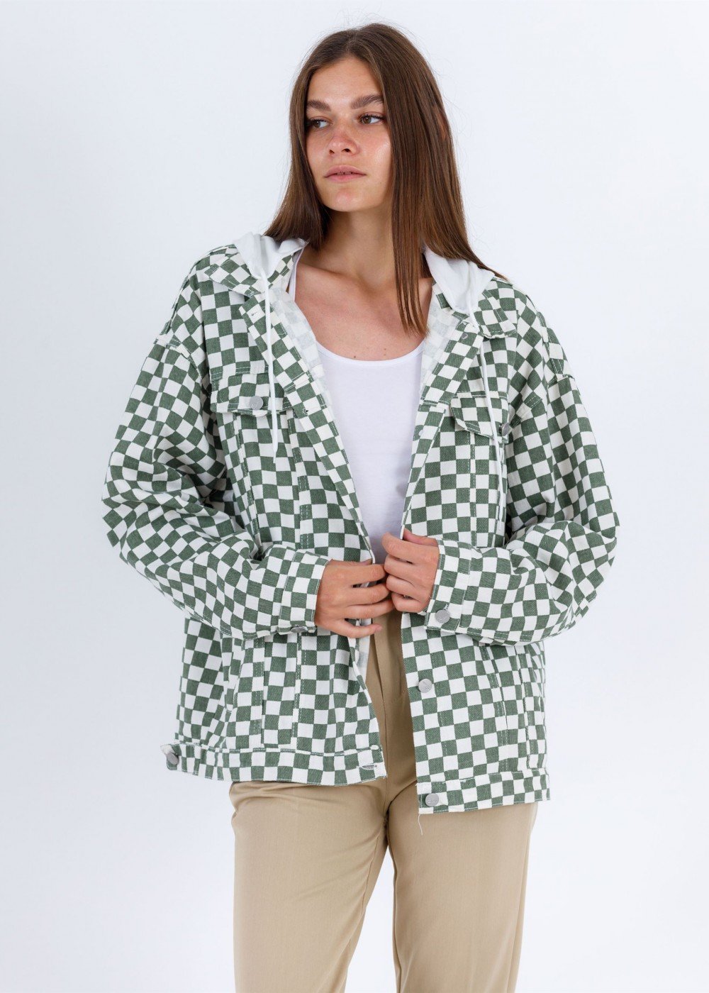 Джинсовая куртка шахматная